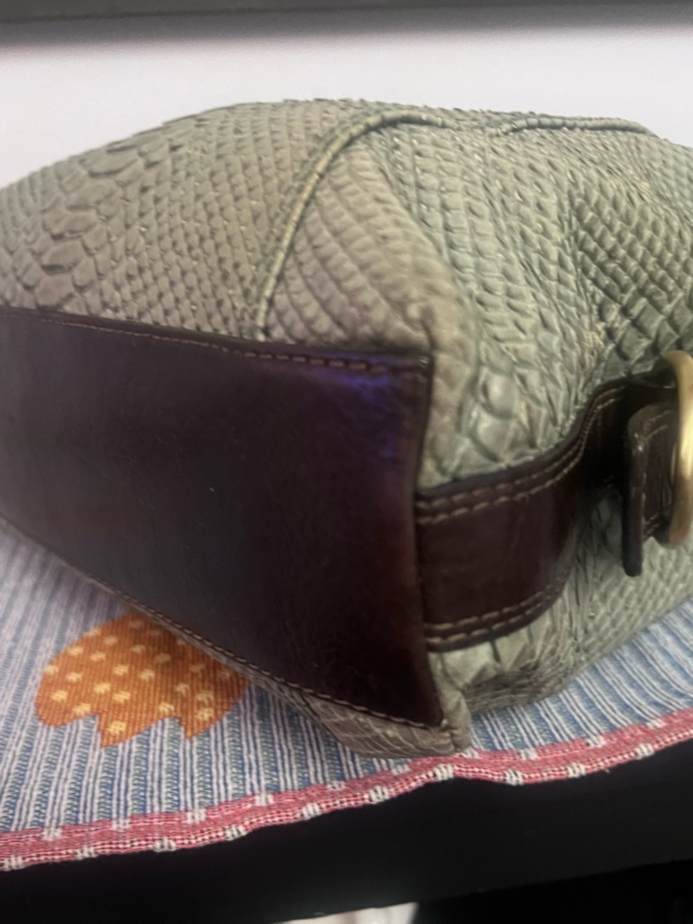 Coach Chelsea Turnlock Light Green Snakeskin Leather Hobo 2007/Y2K - Picture 12 of 14